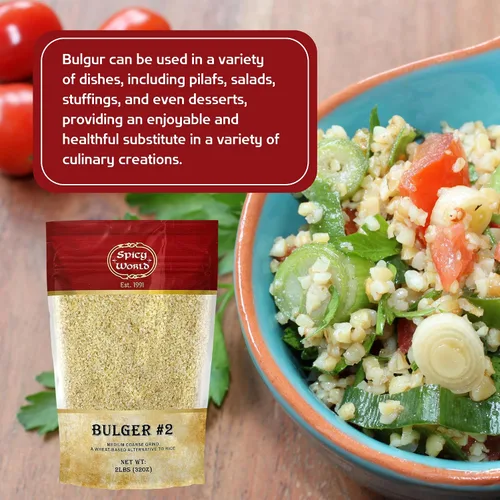 Vista 4 de Bulgur Trigo agrietado medio grueso #2, bolsa de 2 libras (32 onzas) Trigo búlgar cultivado en Estados Unidos para tabouleh 100% natural y puro