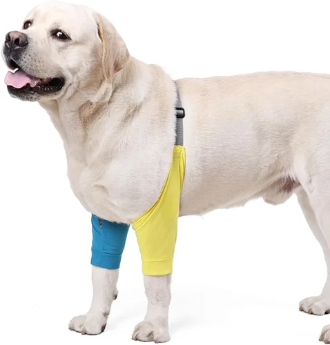 Vista 9 de HDKUW Protector de codo para perros para callos, traje de recuperación para patas delanteras, alternativa al collar de cono para dejar de lamer Gris