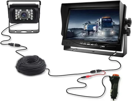 Vista 4 de Cámara de visión trasera de 7 pulgadas con pantalla HD para automóvil, camión, camión, camión, camioneta, caravana, cámper, videovigilancia, visión