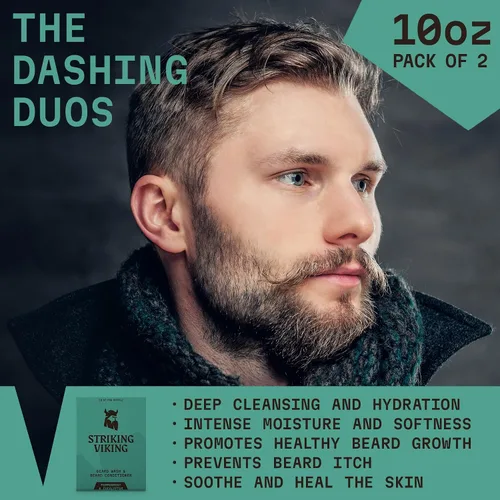 Vista 3 de Striking Viking Champú y acondicionador para barba - 10 onzas cada uno