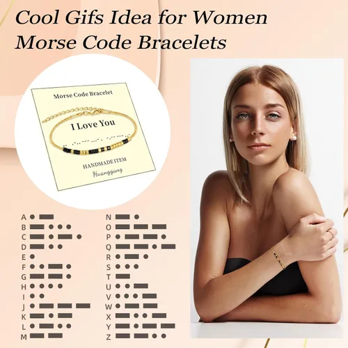 Vista 4 de Regalos inspiradores para mujeres, pulseras con código morse, mensaje secreto para hija, mamá, mejor amiga, profesora, día de la madre, día de San