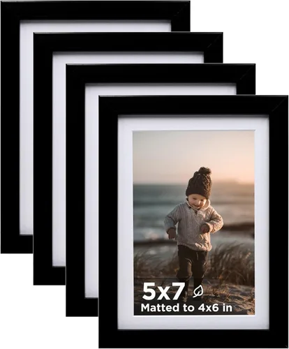 Vista 89 de KINLINK Marco de Fotos A3 Negro Juego de 4, Marcos de Fotos de Madera con Paspartú A4 con Plexiglás para A4 con Paspartú o A3 sin Paspartú