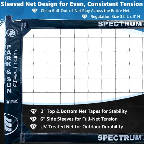 Vista 25 de Park & Sun Sports Spectrum Classic: Sistema de red de voleibol profesional ajustable para exteriores Negro
