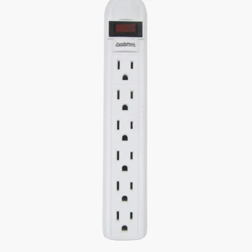 Vista 3 de Treasure Gurus - Protector de sobretensiones para computadora, regleta de alimentación electrónica, 6 salidas, color blanco