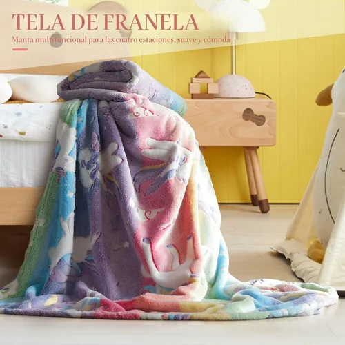 Vista 3 de LIFEYJ Manta que brilla en la oscuridad, regalos de unicornios para niñas, manta suave de 3, 4, 5, 6, 7, 8, 9, 10 años, juguetes para niñas de 6 a 8