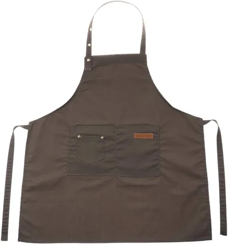 Vista 6 de misppro Delantal con pechera ajustable para cocinero de cocina unisex con parte delantera, Gris