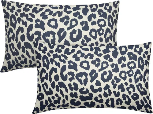 Vista 52 de Juego de 2 fundas de almohada con estampado de leopardo negro de 16 x 16 pulgadas, diseño de animal de guepardo, chinoiserie, fundas de almohada