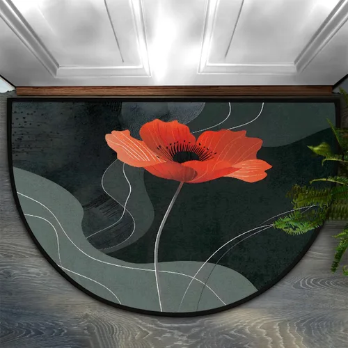 Vista 33 de Felpudo Semicircular de Animales Libélula Boho Lavable Tapete Semicírculo Antideslizante Absorbente Alfombras de Media Luna para Entrada