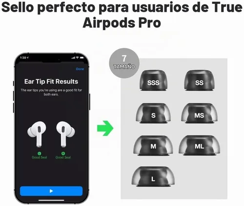 Vista 5 de AZLA Crystal AirPods Pro - Reemplazo de punta de oído, puntas de silicona LSR prémium