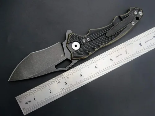 Vista 2 de Eafengrow EF958 Cuchillo plegable de aleación de titanio D2 Blade Mango de aleación de titanio EDC Cuchillo para acampar Senderismo