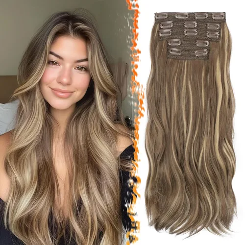 Vista 13 de BARSDAR Extensiones de cabello sintético de 20 pulgadas con clip negro