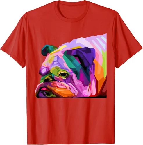 Vista 112 de Camiseta de retrato pop artístico de bulldog británico inglés para dueños de perros, Negro, S