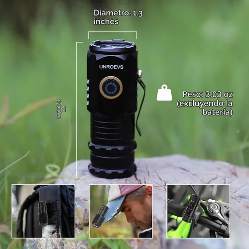 Vista 6 de Unroevs - Paquete de 4 mini linternas a granel de 2550 lúmenes con base magnética 5 modos, pequeña linterna con clip, USB C recargable de bolsillo