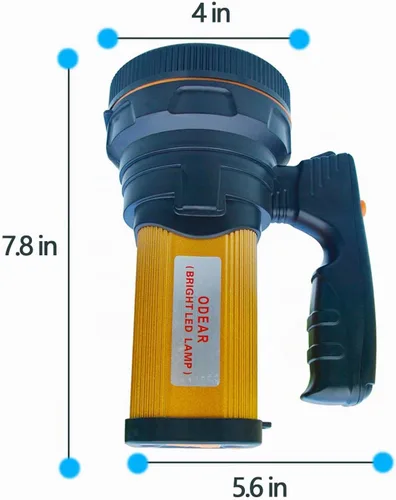 Vista 6 de ODEAR reflector de mano súper brillante, portátil, LED, recargable por USB, multifunción, linterna para exteriores, de disparos largos