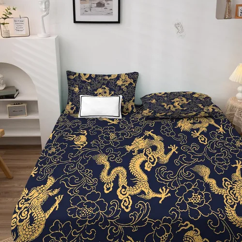 Vista 2 de Dragon Sheets - Juego de sábanas y fundas de almohada de tamaño individual, tamaño individual, sábanas y fundas de almohada estampadas, 3 piezas