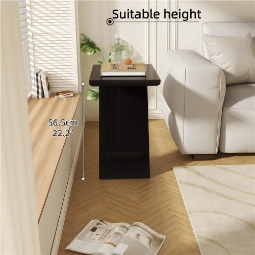 Vista 6 de Mesa auxiliar moderna de madera, mesita de noche en forma de Z, mesa de sofá/mesas auxiliares para sala de estar, dormitorio, balcón
