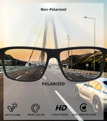 Vista 3 de Polarized Sunglasses for Men Rectangular Frame Men's Polarized Sunglasses Shady Sunglasses with UV400 Protection