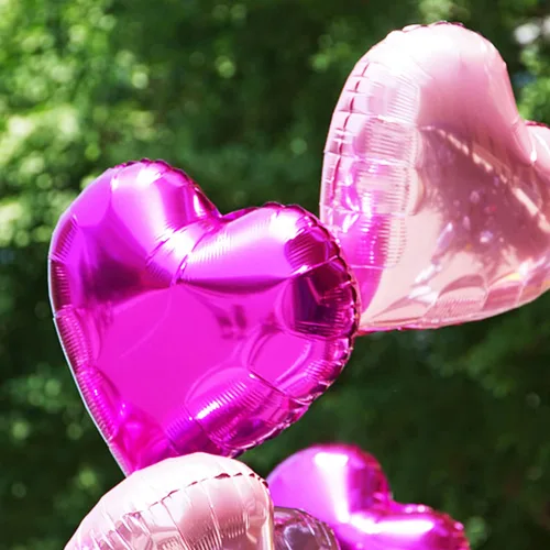 Vista 3 de Simple polymer Globos de papel de aluminio con forma de corazón rosa de 18 pulgadas para decoración de fiestas, paquete de 20