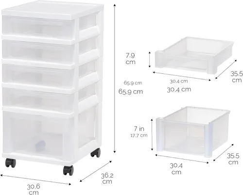 Vista 3 de IRIS USA Organizadores y almacenamiento de plástico para manualidades, carrito de almacenamiento con ruedas para suministros de aula, organizador