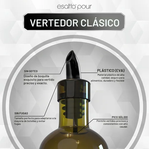 Vista 5 de Esatto Vertedor de botellas de plástico o vertedor de licor, versátil como un vertedor de bebidas, vertedor de alcohol y jarabe, fácil de instalar