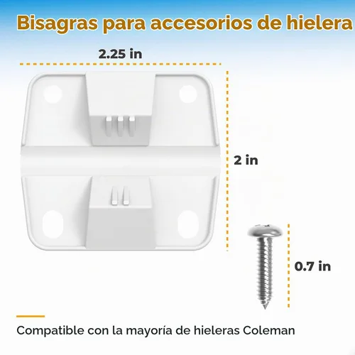 Vista 6 de Juego de bisagras y tornillos de plástico de repuesto para enfriadores Coleman