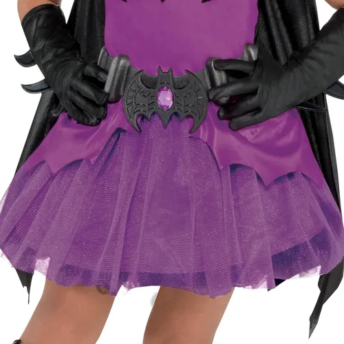 Vista 5 de SUIT YOURSELF Disfraz de Batgirl púrpura de Halloween para niñas pequeñas, Batman, 3-4T, incluye vestido, capa, máscara y más