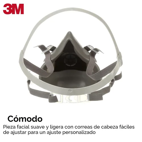 Vista 3 de 3M Respirador reutilizable de media cara 6100, NIOSH, arnés de cuatro puntos, ajuste cómodo, compatible con aire suministrado de doble línea aérea