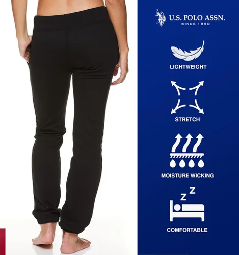 Vista 3 de U.S. Polo Assn. Pantalones deportivos para mujer Pantalones deportivos para mujer con estampado de logotipo, rizo francés de polialgodón
