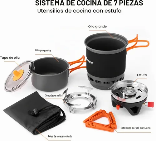 Vista 2 de Odoland Intercambiador de calor Sistema de estufa de mochilero y camping Aluminio anodizado no tóxico, para mochileros, senderismo, emergencia