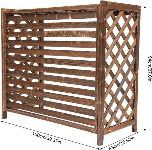 Vista 4 de Pantalla de privacidad para valla de aire acondicionado, cubierta de madera para persianas de aire acondicionado, cubierta de protección al aire
