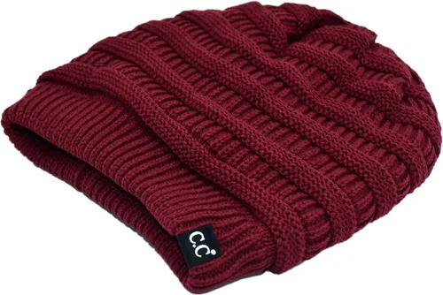 Vista 16 de C.C Winter Oversized Beanie Hat with Fuzzy Lining – Thick Knit Thermal Beanie for Cold Weather, Soft Warm Fleece Lined Cap