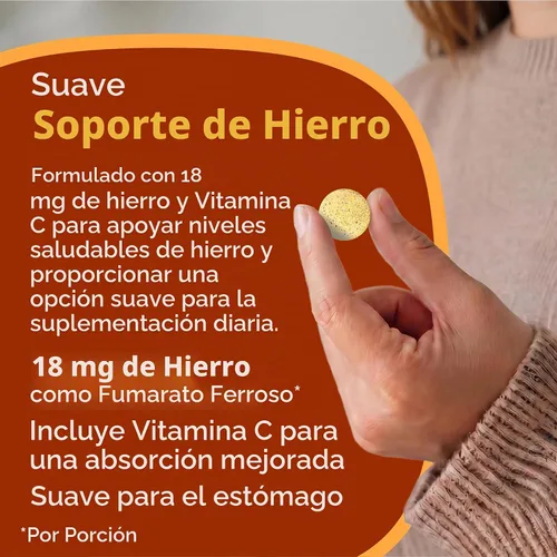 Vista 4 de Suplemento de hierro con vitamina C, 18 mg de hierro, 36 mg de vitamina C, vitaminas bariátricas para pacientes con WLS, cirugía de manga vertical