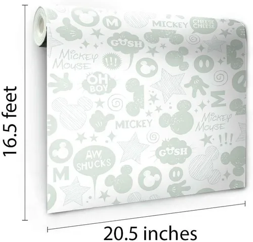 Vista 8 de RoomMates Disney Mickey Mouse Icons - Papel tapiz autoadhesivo plateado Gris/Blanco