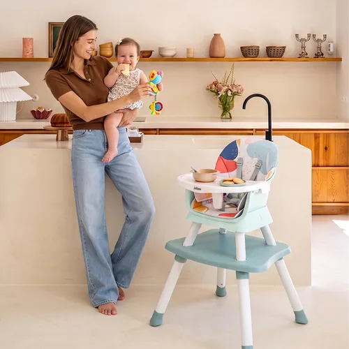 Vista 10 de INFANS Silla alta 8 en 1 para bebés y niños pequeños, asiento elevador Azul bebé