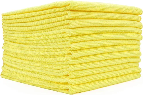 Vista 13 de (Paquete de 12) 16" x 16" toallas de limpieza de microfibra de grado comercial para usos múltiples, altamente absorbentes, sin pelusa, sin manchas