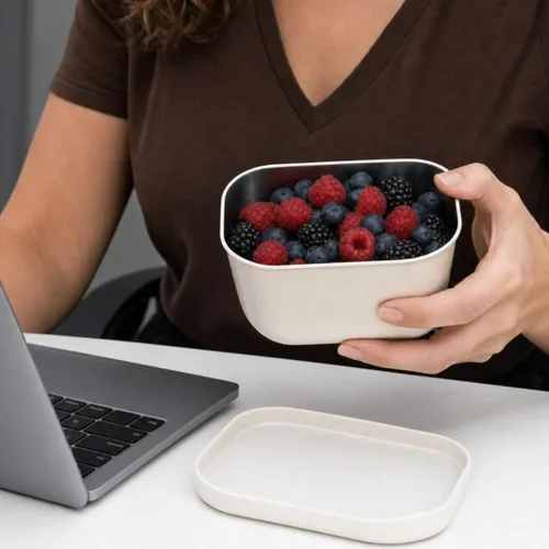 Vista 6 de Modaniam Flexibento - Juego de recipientes de acero inoxidable con tapas de silicona, paquete de 2 unidades de 14 onzas cada uno
