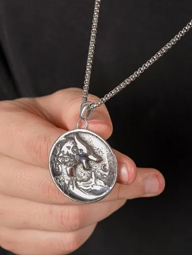 Vista 5 de HAQUIL Fenrir Wolf Necklace, Norse Wolf Fenrir Ragnarok Pendant,Viking Jewelry Gift for Men and Women