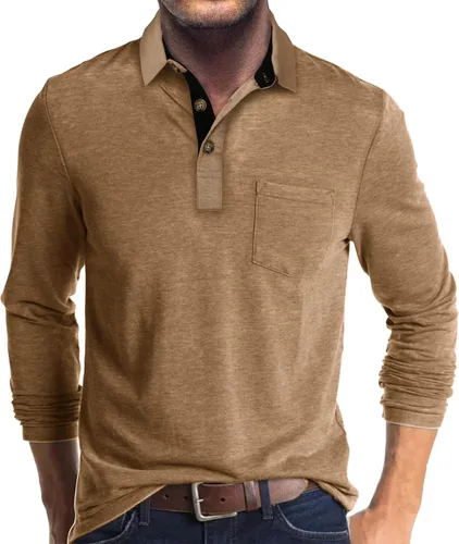 Vista 8 de Uposiut Mens Polo Shirts Long/Short Sleeve Mens Shirts Casual Stylish Cotton True Classic Basic Tee Shirts