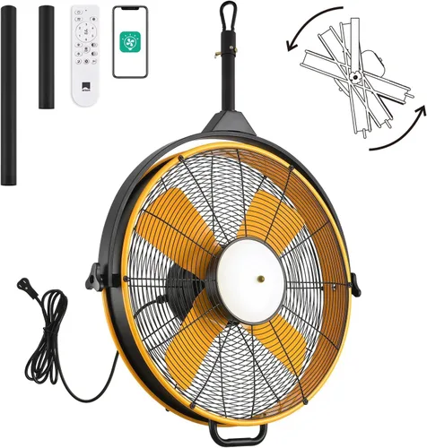 Vista 9 de Orison Ventilador de techo impermeable para exteriores de 24.8 pulgadas, 6 velocidades, cable enchufable, ventilador de garaje con control remoto