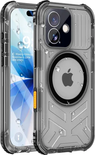 Vista 24 de Funda impermeable para iPhone 15 con Magsafe, protector de pantalla, cordón, IP68 militar de cuerpo completo a prueba de golpes, para deportes