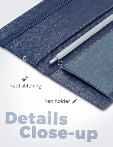Vista 51 de Yarnic Funda para chequera personal, soporte para chequera con soporte para bolígrafo y divisor de plástico transparente integrado para cheques Rosa