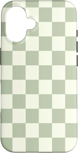 Vista 32 de Funda clásica Checkered Checker Checkerboard Light Sage Green para iPhone 17