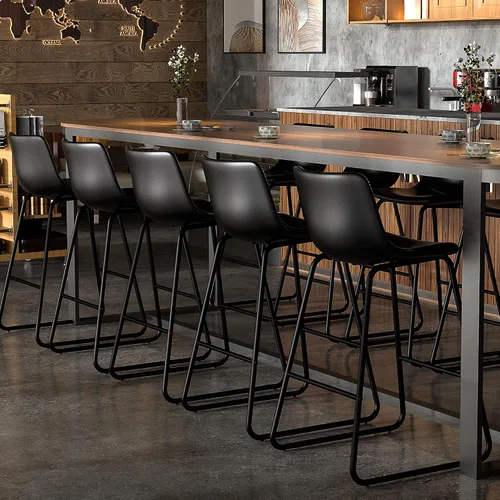Vista 26 de YaFiti - Juego de 2 sillas de comedor de 18 pulgadas, sillas modernas tapizadas para comedor con cojines de piel sintética y patas de metal, silla