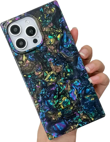 Vista 12 de Elegante Funda con Concha de Madre Perla para Niña Compatible con iPhone 14 de 6.1 Pulgadas, Funda Rectángulo con Borde, Elegante y delgada