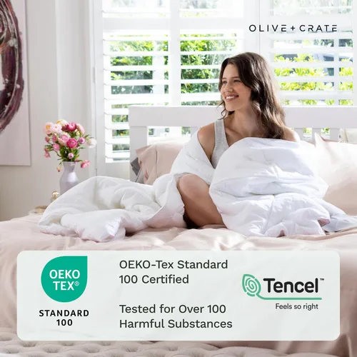 Vista 3 de Olive + Crate Fundas de Almohada de Eucalipto Tencel - Fundas de Almohada 100% Tencel Lyocell Refrescantes para Personas que Duermen con Calor