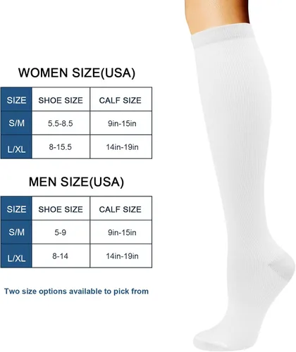 Vista 2 de Calcetines de compresión para mujeres y hombres, calcetines largos atléticos hasta la rodilla de 15 a 20 mmhg, lo mejor para correr atlética, 3 pares