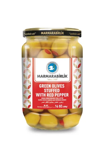 Vista 10 de Marmarabirlik Aceitunas verdes, aceitunas turcas en escabeche, verde cóctel, recogidas a mano, aperitivos saludables para ensaladas y mezze, fuente