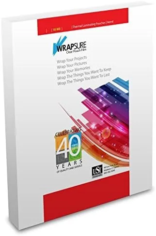 Vista 3 de USI WrapSure - Bolsas de laminación térmicas (calientes), tamaño legal, 0.118 in de grosor, 9 x 14.5 pulgadas, brillo transparente, paquete de 100