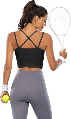 Vista 2 de Vorcy Brasier deportivo con relleno para mujer, camiseta corta con brasier integrado