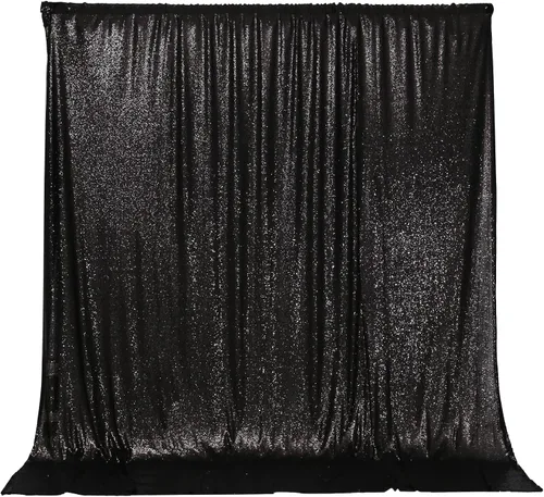 Vista 10 de PartyDelight Cortinas de Fondo de Lentejuelas 2 Paneles Negro 5 Pies x 10 Pies Telón de Fondo para Fotografía Cortina de Boda Eventos Especiales